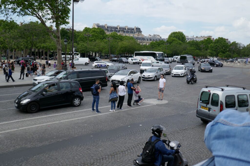 Traffic Island for Tourists to Take Photos in front of the Arc de Triomphe, June 19, 2019