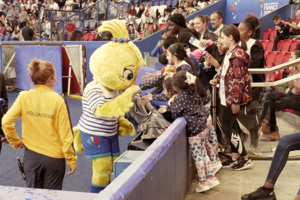 Lettie the Mascot at Half Time, Scotland v Argentina, Paris, June 19, 2019