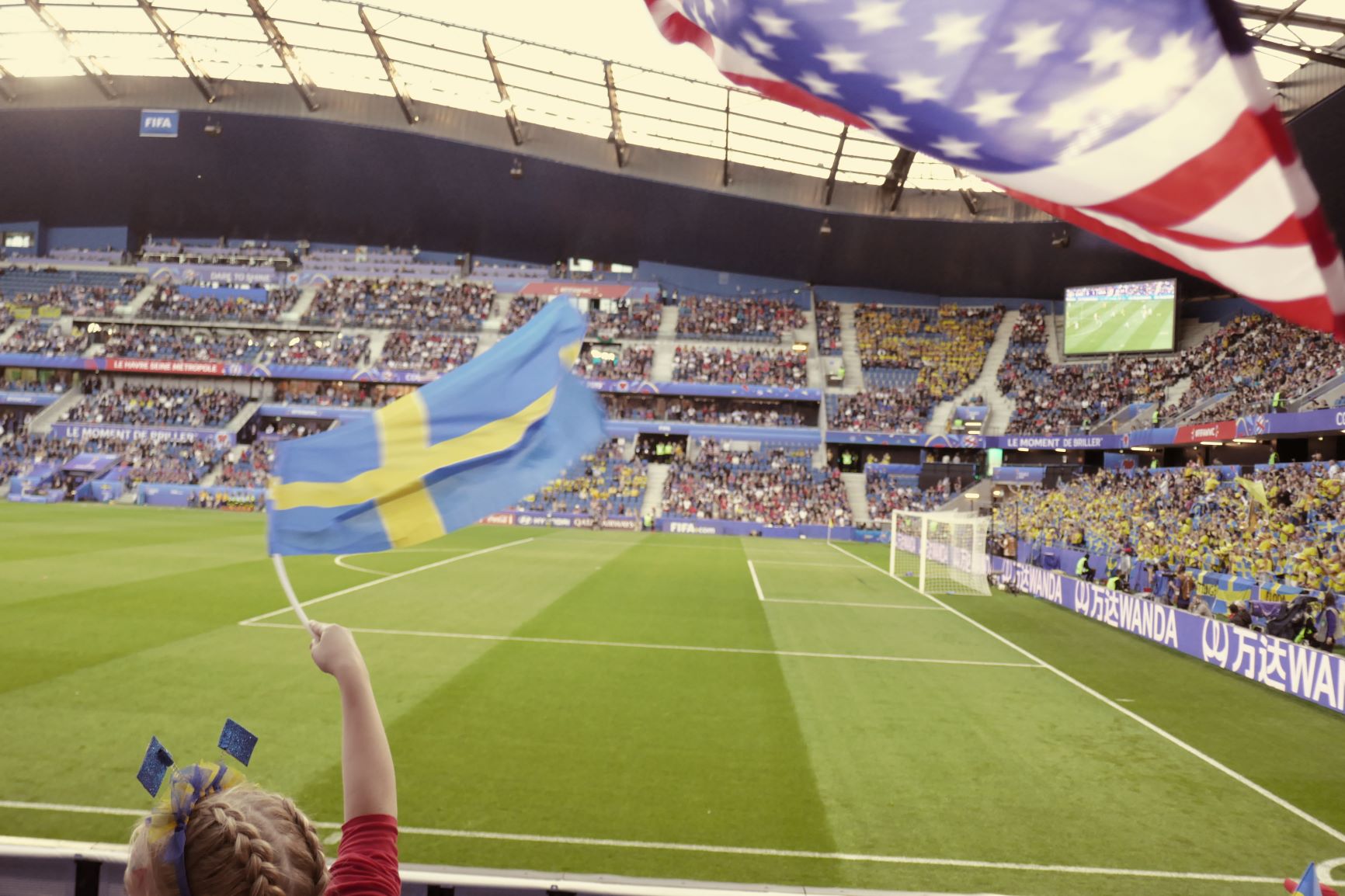 Cute little kid at the game, USWNT v Sweden, Le Havre, June 20, 2019