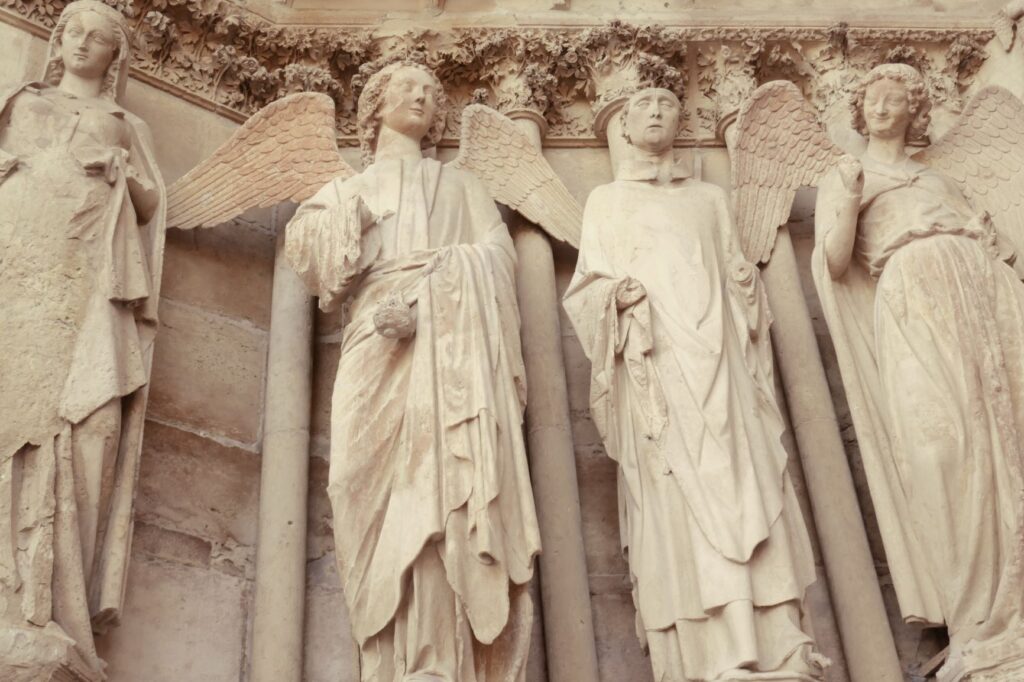 Statuary on Reims Cathedral, June 23, 2019