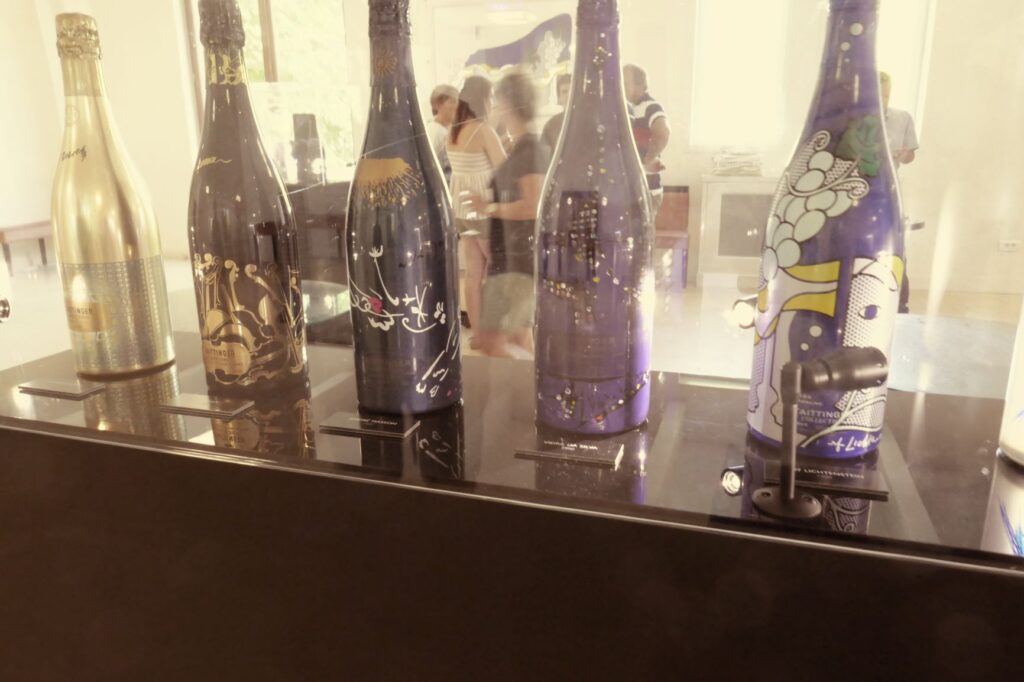 Graphic Art Labels on Taittinger Bottles, June 23, 2019