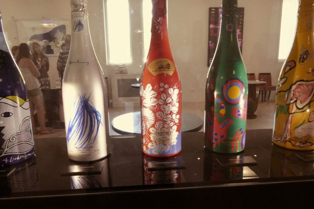 Graphic Art Labels on Taittinger Bottles, June 23, 2019