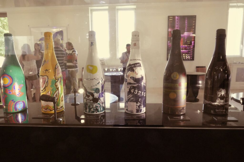 Graphic Art Labels on Taittinger Bottles, June 23, 2019