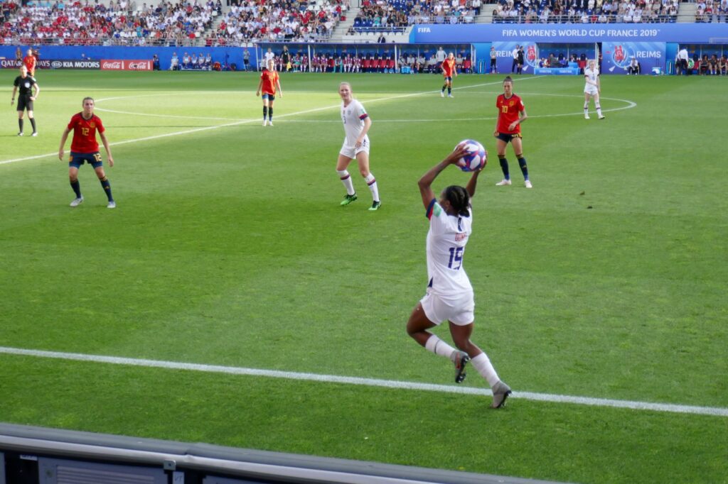 Dunn and Mewis, USWNT v Spain, Reims, France, June 24, 2019