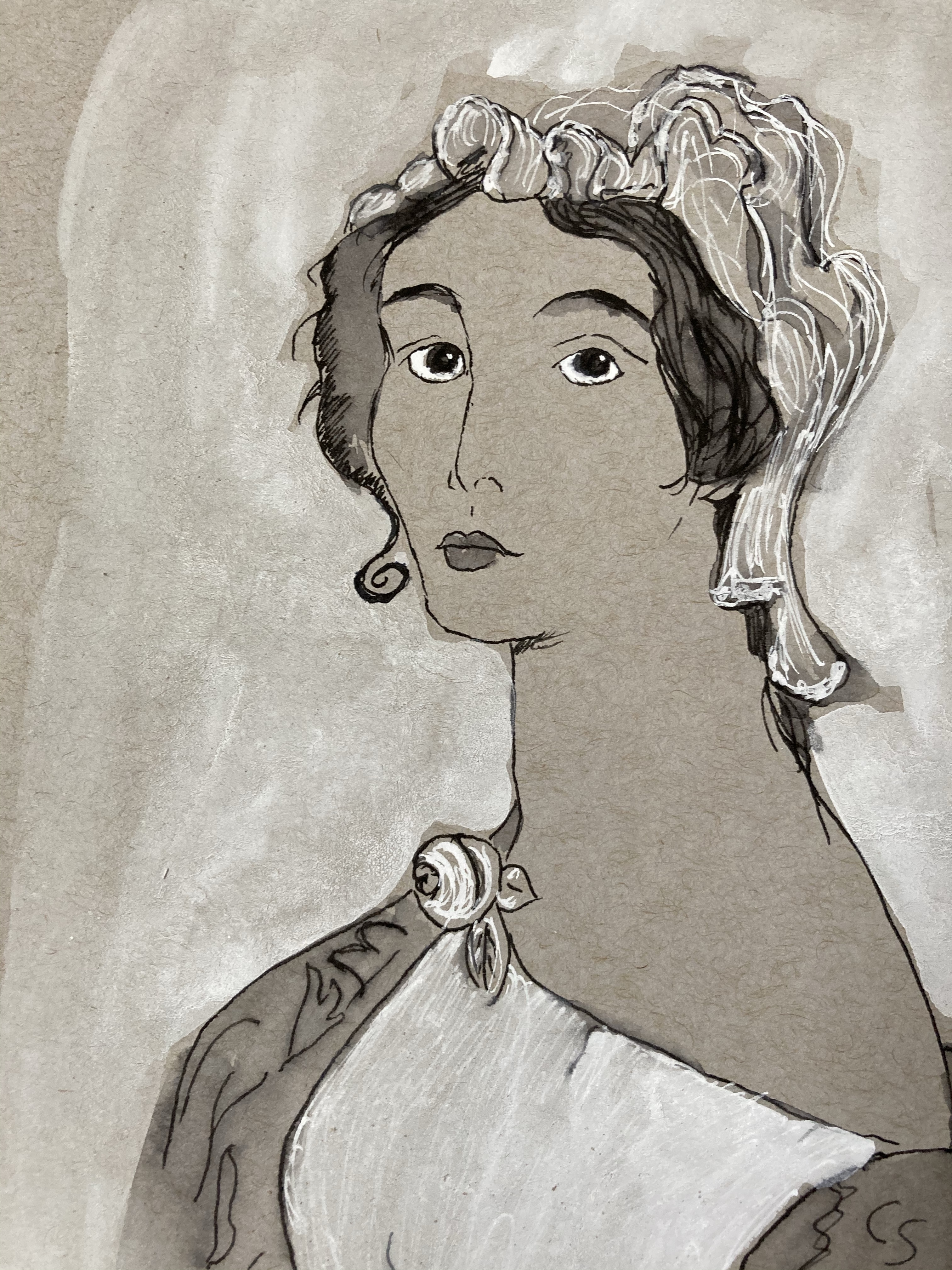 Pen and Ink Drawing of Harriet Smithson by Heather Classen